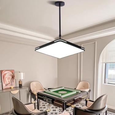 Imagem de Luminária pendente simples, para sala de xadrez e mahjong, com LED e 3 cores variáveis, estilo barbearia, telescópica, para sala de estar e jantar (preta)