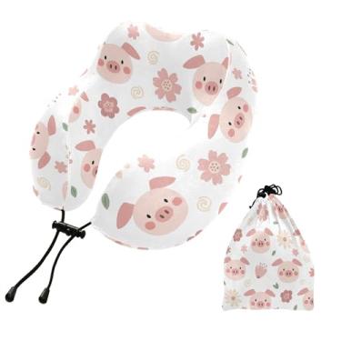 Imagem de Burbuja Almofada de pescoço de porco para viagem, almofada de viagem de espuma viscoelástica para suporte de cabeça de carro de avião dormindo, lavável na máquina e portátil