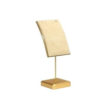 Imagem de Suporte de joias, colar, expositor de joias, pingente, loja, vitrine, adereços, suporte de exibição de metal, expositor de joias (bege, médio)