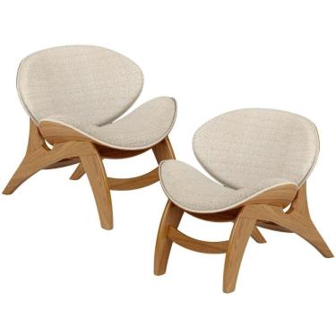 Imagem de Kit 2 Poltronas Decorativa Orgânica Sala Living Kadosh L02 Linho Palha - Lyam Decor