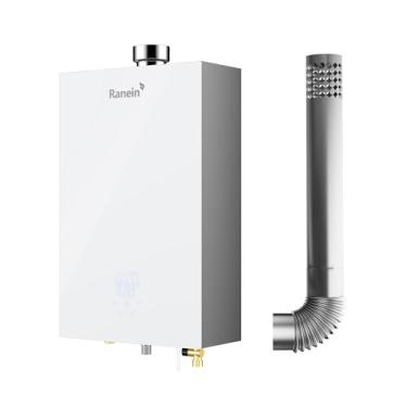 Imagem de Ranein Aquecedor de água sem tanque propano, painel de vidro, até 4,76 GPM, 116.000 BTU, aquecedor de água interno sob demanda