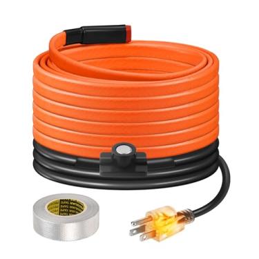 Imagem de Fita térmica de 15FT para tubos de água proteção contra congelamento IP65 impermeável 7W/FT 110V BDDFOTO cabo de calor de tubo de água com termostato aquecedor de tubo autorregulável para casa jardim