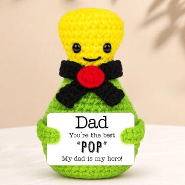 Imagem de BiuNiuring Funny Dad Birthday Gift from Wife Daughter Son, Cute Bubbly Handmade Crochet Birthday Gifts for Dad with Positive Card, is My Hero Small Decor