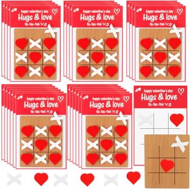 Imagem de Grenfield Valentines Day Gifts for Kids, 12 Pack Valentines Cards with Wooden Tic Tac Toe Game, Exchange Cards for Kids Classroom School for Boys Girls Toddlers Class Party Favors (12 Pack)