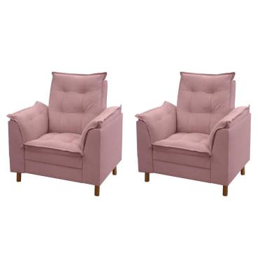 Imagem de Kit 02 Poltronas Isa Escritório Consultório Recepção Suede Rose - Mabe Magazine