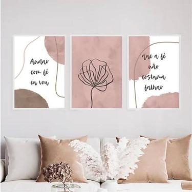 Imagem de Kit 3 Quadros Abstratos Andar Com Fé Eu Vou 33X24Cm - Vidro