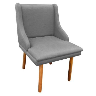 Imagem de Cadeira De Jantar Liz Linho Cinza Pés Palito Castanho Drossi