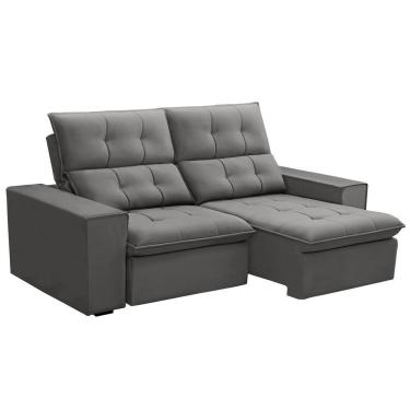 Imagem de Sofá Retrátil Reclinável Para Sala 3 Lugares 230cm Vincent F04 Veludo Cinza Claro - Lyam Decor