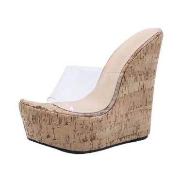 Imagem de Sandálias De Plataforma Transparentes Em PVC Para Mulheres, Salto Alto