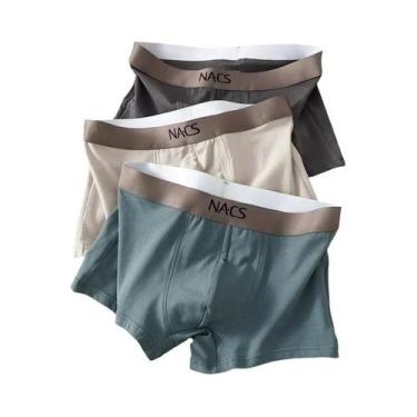 Imagem de Cuecas Boxer Masculinas De Algodão Respirável Em Pacote Com 3 Peças, C