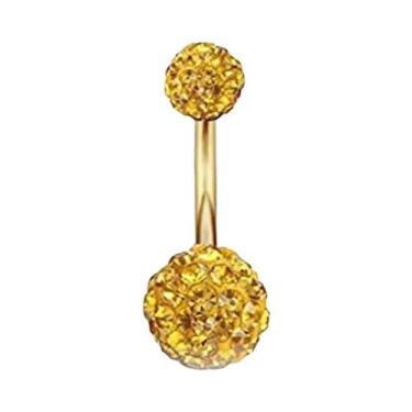 Imagem de Piercing De Umbigo Em Aço Inoxidável Dourado Com Flor E Coração De Cri
