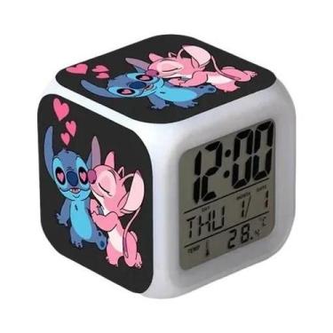 Imagem de Relógio Despertador Digital LED Colorido Disney Stitch Para Crianças, 