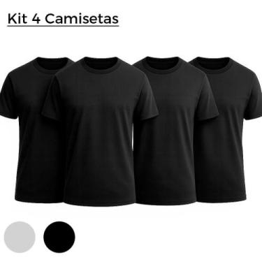 Imagem de Kit 4 Camisetas 100% Algodão Lisa Básica Camisa Casual Unissex Masculi