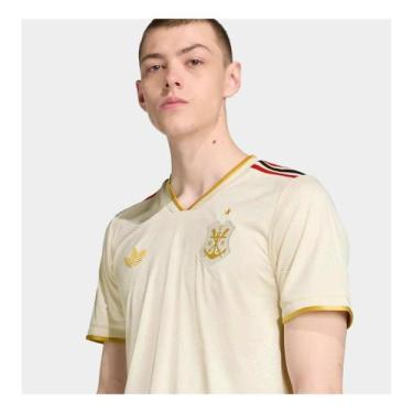 Imagem de Camiseta Flamengo Creme Masculina Licenciada - Braziline, Bege, GG