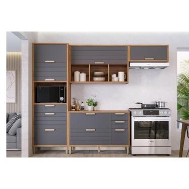 Imagem de Cozinha Completa 4 Peças Eloise 2 Aéreos 1 Balcão 1 Torre Quente C4p181 Freijó Titanium