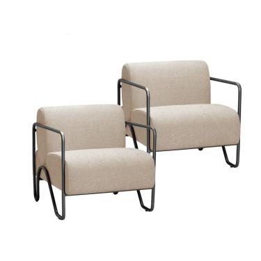 Imagem de Kit 2 Poltronas Medelin com Pe em Metal Movellu Home