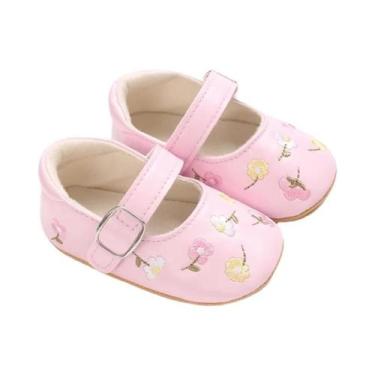 Imagem de Sapatos Baixos Mary Jane Bordados Para Meninas, Sola De Borracha Antid