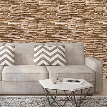 Imagem de Papel De Parede Pedra Placas Claras Autocolante Sala Quarto