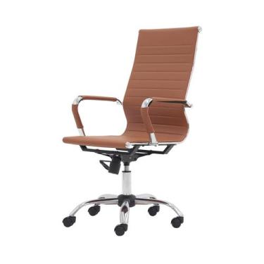 Imagem de Cadeira Presidente Escritório Ergonômica Esteirinha Couro Giratória Aj