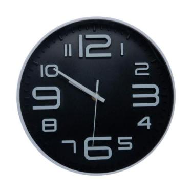 Imagem de Relógio de Parede Lyor Preto e Branco em Plástico 25cm x 4cm