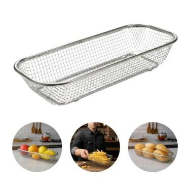 Imagem de Kit 10 Travessa Retangular Inox Frutas Porções Petiscos Pães - XPERT