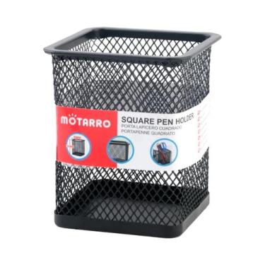 Imagem de Suporte De Lápis De Malha Metálica Quadrado Redondo Para Mesa De Escri