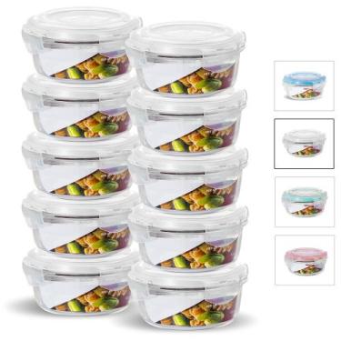 Imagem de KIT 10 Potes de Vidro Redondo com Tampa Hermética 620ml - U4HOME, Bran