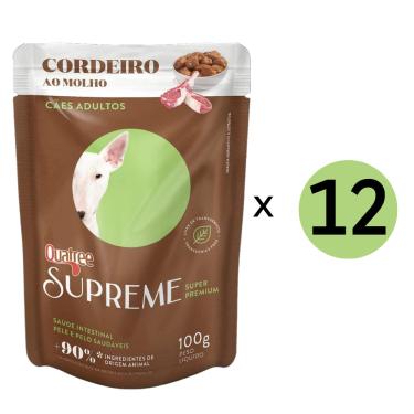 Imagem de Kit 12 Unidades Ração Úmida Quatree Cães Supreme Ad. Cordeiro Sachê 100gr