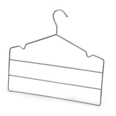 Imagem de Cabide Para Calça Vestido Short Triplo Aço Cromado Organizador Reforça