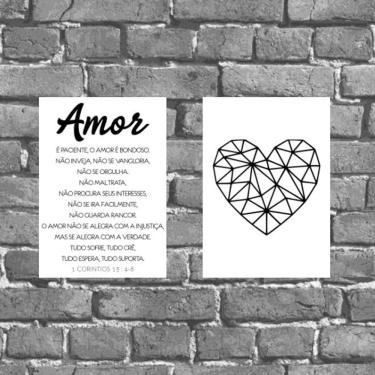 Imagem de Kit 2 Placas Decorativas Amor Corintios 18x27cm