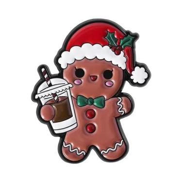 Imagem de Broches De Natal Em Esmalte Com Tema De Biscoitos De Gengibre E Laços 