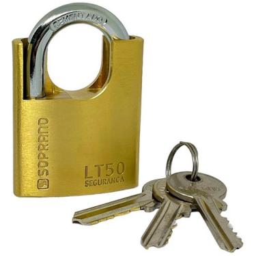 Imagem de Cadeado Reforçado De Latão 50mm Alta Segurança Lt50 Soprano 3 Chaves A