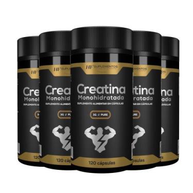 Imagem de 5x creatina monohidrata 3g pure 120caps 1550mg hf suplements