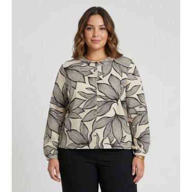 Imagem de Camisa Manga Longa Estampada Plus Size Secret Glam Bege, Plus G2, Bege