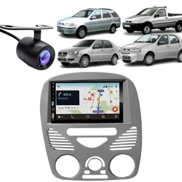 Imagem de Central Multimídia Automotiva 2DIN MP5 DVD Bluetooth com Câmera de Ré e Moldura Palio G2 Cinza Android Ios