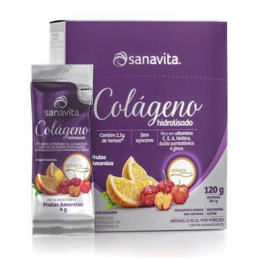 Imagem de 2un Colágeno Sanavita Verisol 30 Sachês 120g Frutas Amarelas