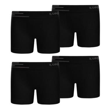 Imagem de Kit 4 Cueca Boxer Infantil Box Microfibra Sem Costura Lupo, Preto, GG