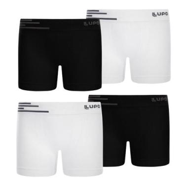 Imagem de Kit 4 Cueca Boxer Infantil Box Microfibra Sem Costura Lupo, Preto com 