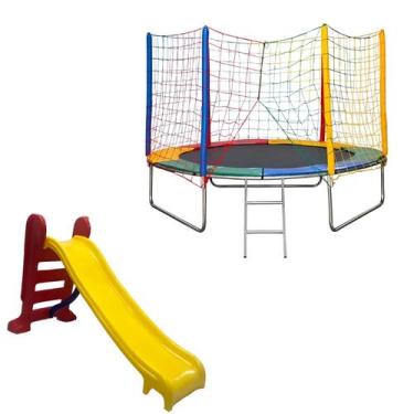 Imagem de Cama Elástica Pula Pula Trampolim Nacional 2,44m Escorregador Médio Pl
