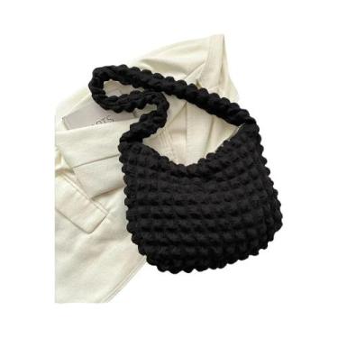 Imagem de Bolsa Feminina Crossbody Acolchoada com Xadrez Bordado - Grande Capaci