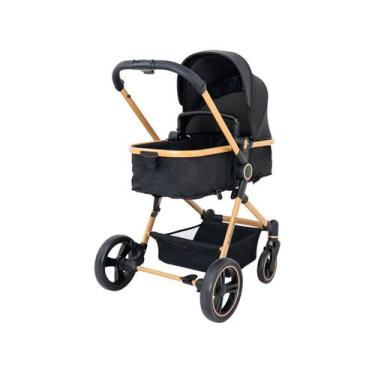 Imagem de Carrinho de Bebê Galzerano Ivy 4 Rodas 0 a 15kg, Preto e Dourado