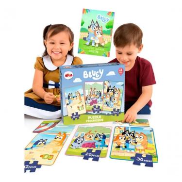 Imagem de Puzzle Progressivo Bluey 12 20 30 Peças Elka Infantil Jogo