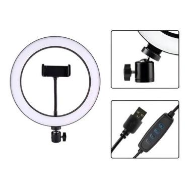 Imagem de Ring Light Aro 10 Polegadas com Suporte LED Luz Foto Vídeo - Dolce Mag