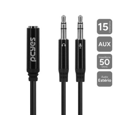 Imagem de Cabo Adaptador Y P3 Fêmea Para P2 Macho - Preto - 15cm - P3y-15 - PCYE