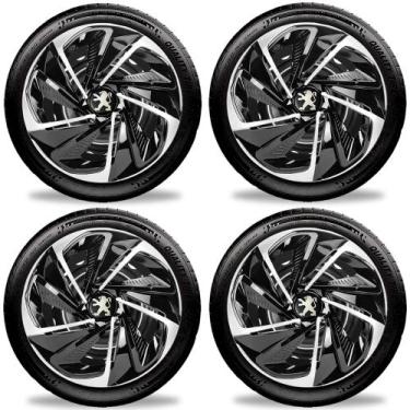 Imagem de Jogo 4 Calotas Nitro Aro 14 Black Silver Peugeot 206 207 307 - Elitte