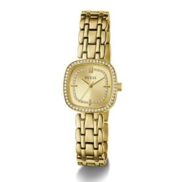 Imagem de Relógio Guess Hazel Gw1018l2 Feminino 25mm Quadrado Elegante Dourado Pedras Sofisticado-Feminino