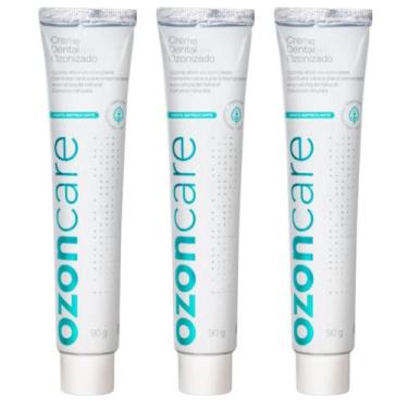 Imagem de Kit 3 Creme Dental Ozonizado Natural Vegano Menta Sem Flúor Prevenção 