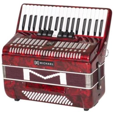 Imagem de Acordeon Michael 80bx ACM 8007 7/2 37 7 REGISTROS PRD Vinho, Vermelho