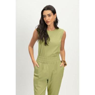 Imagem de Blusa feminina em linho Essendi, Verde, XXG