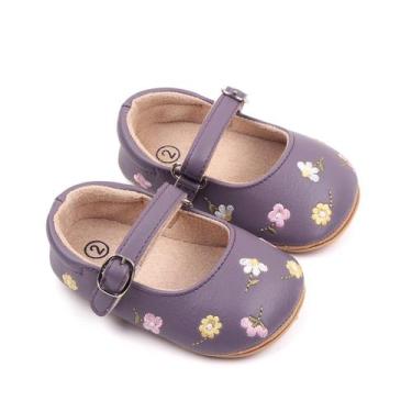 Imagem de Sapatos de bebê Covvoliy Mary Jane Flats para meninas roxos 6-12M